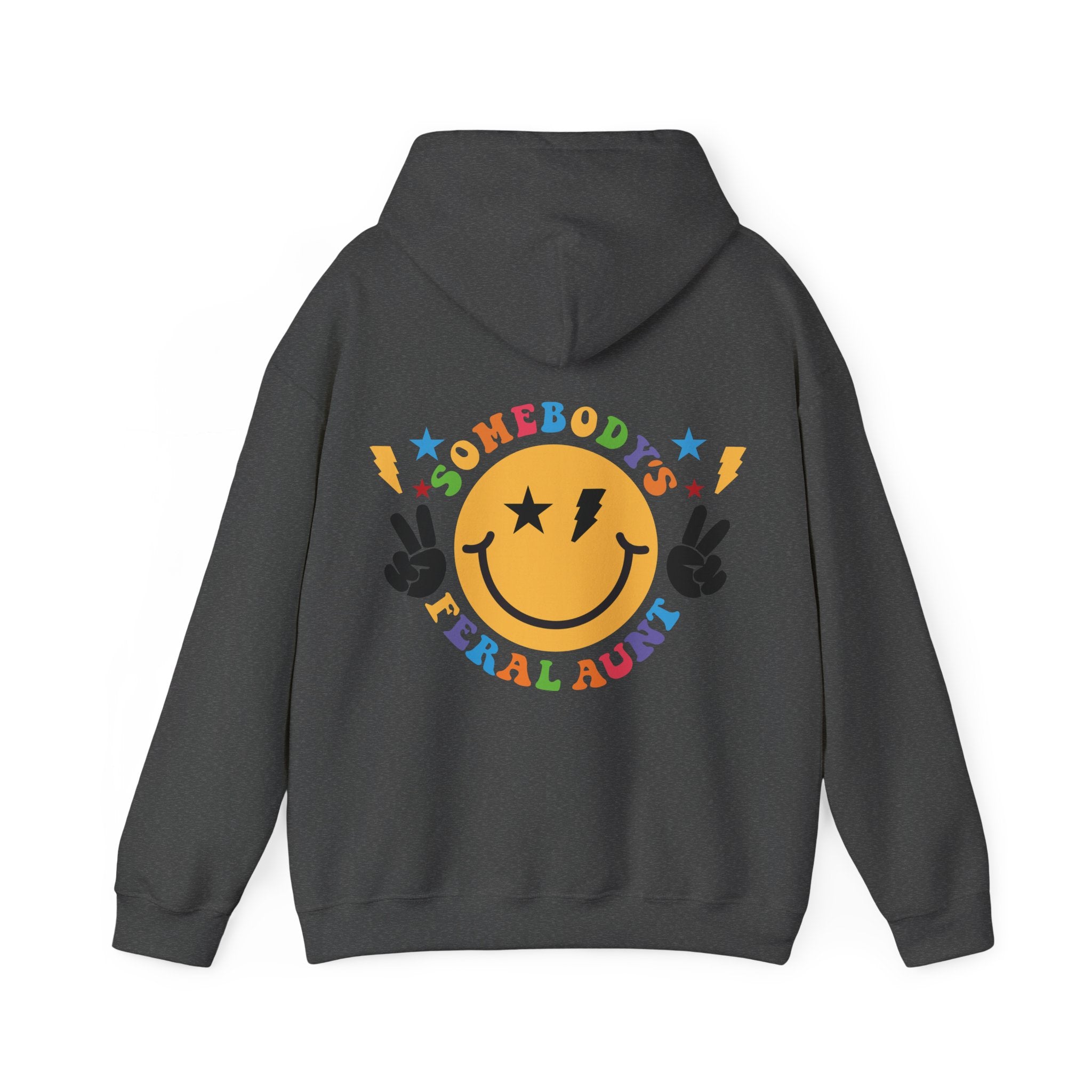 "Somebody's Feral Aunt" Retro Rainbow Hoodie