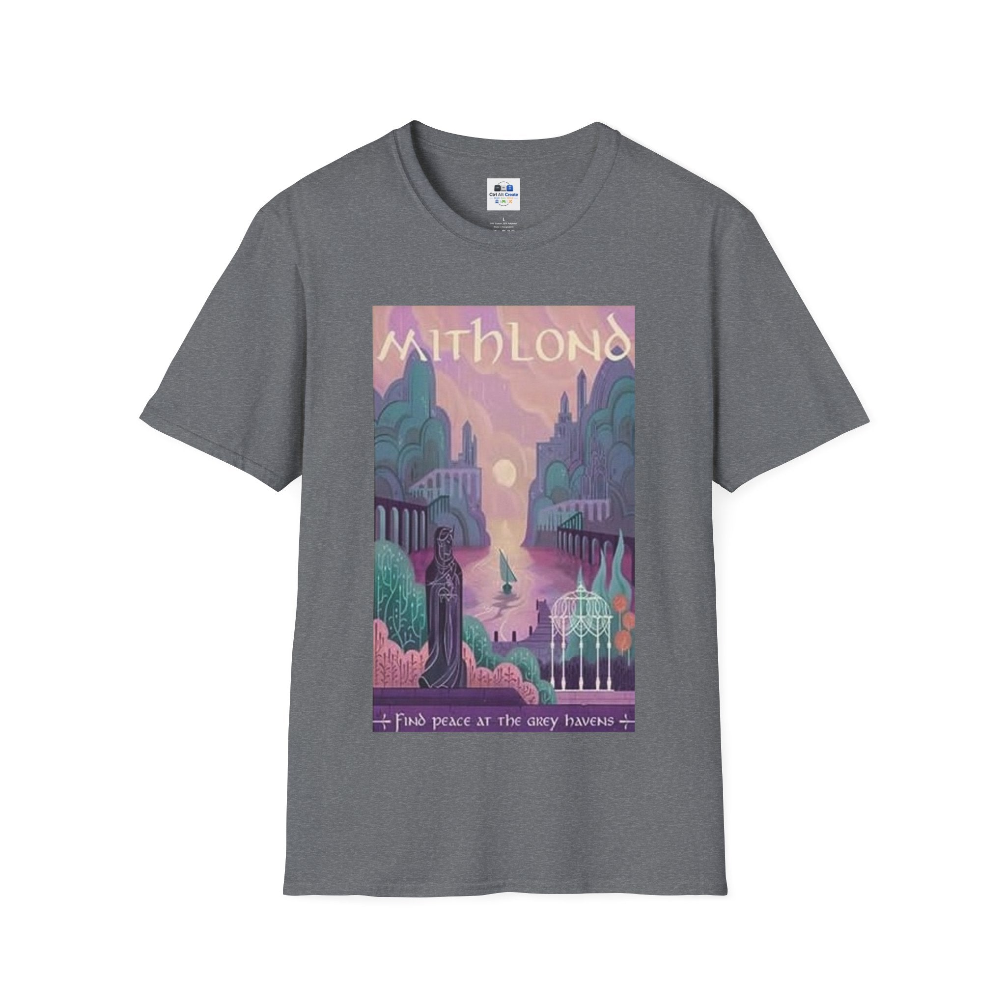Mithlond “Find Peace at the Grey Havens” Tee — Tranquil Fantasy Energy, Soft but Epic
