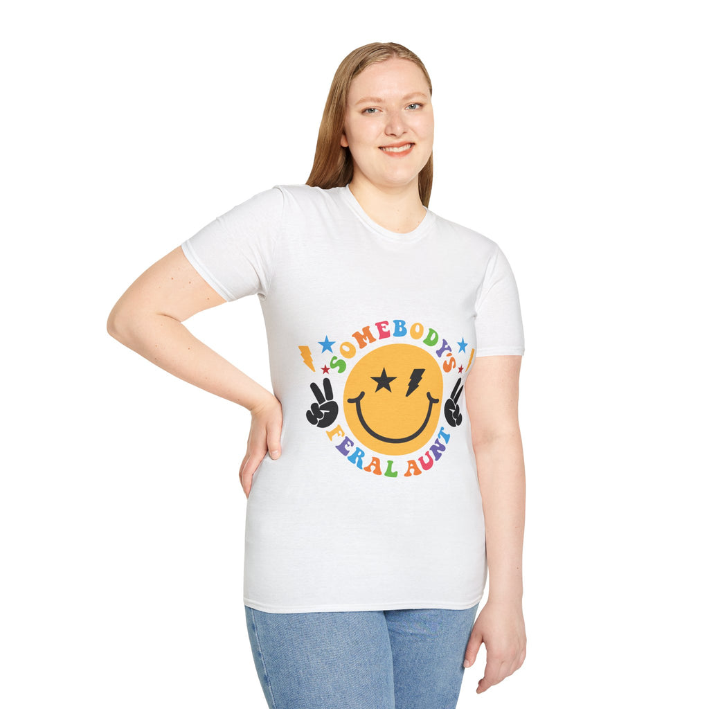 "Somebody's Feral Aunt" Retro Rainbow Tee