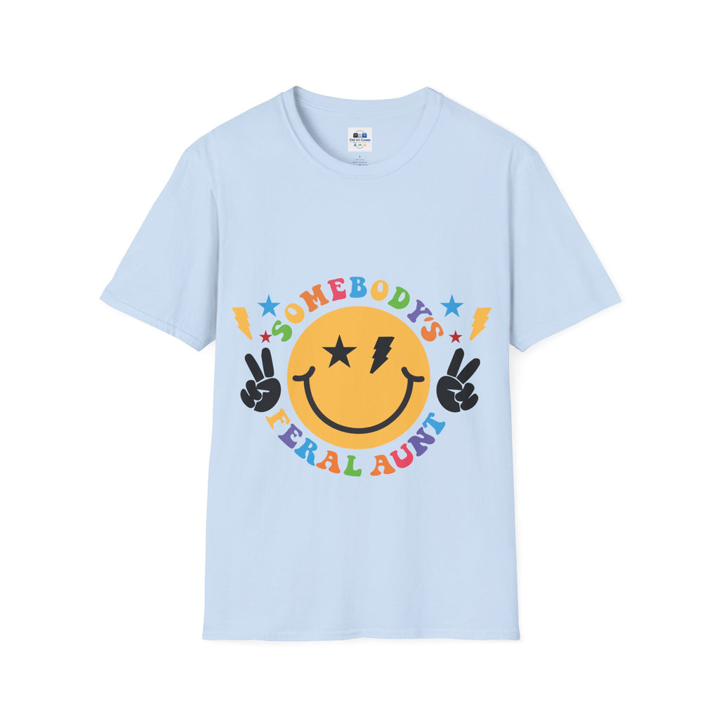 "Somebody's Feral Aunt" Retro Rainbow Tee