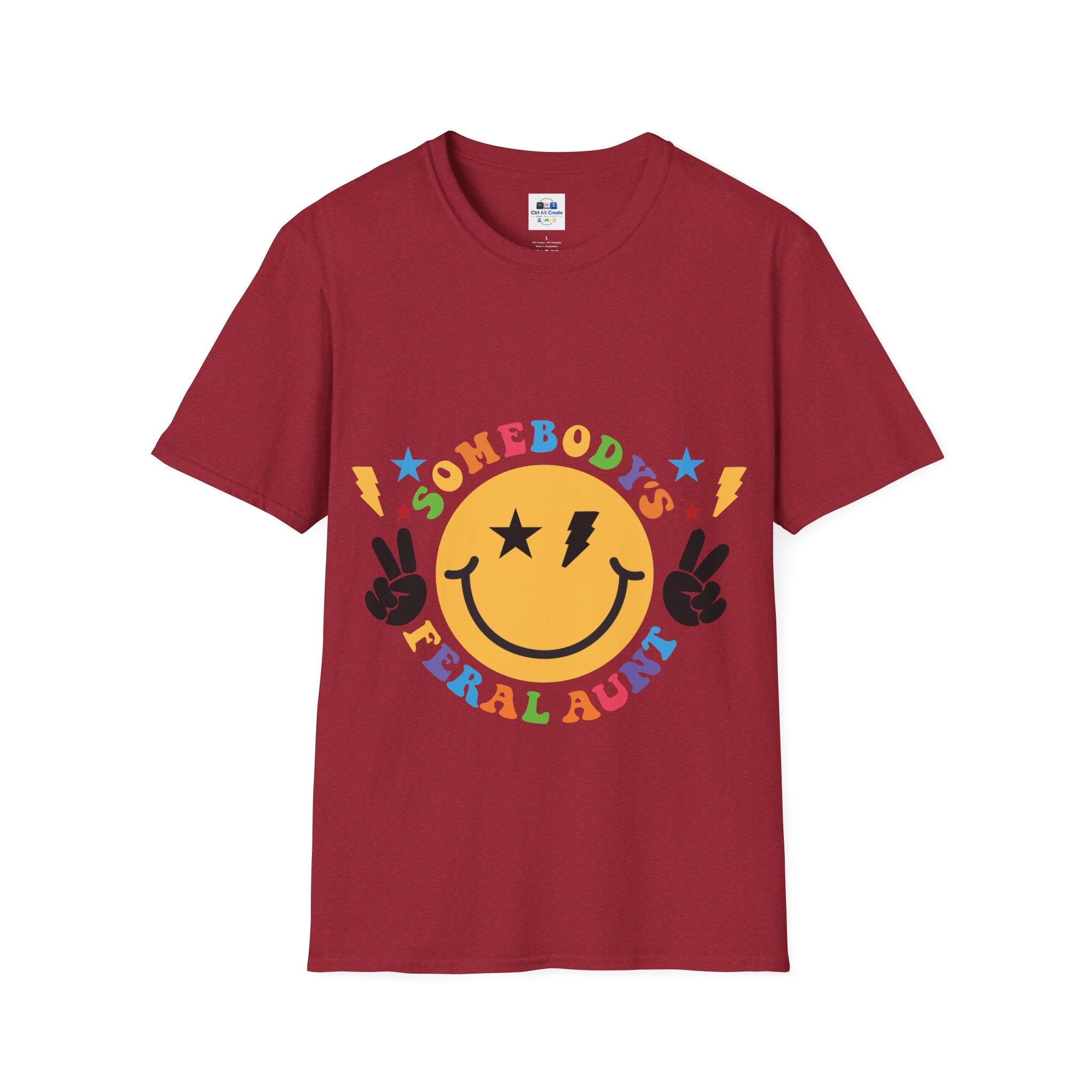 "Somebody's Feral Aunt" Retro Rainbow Tee