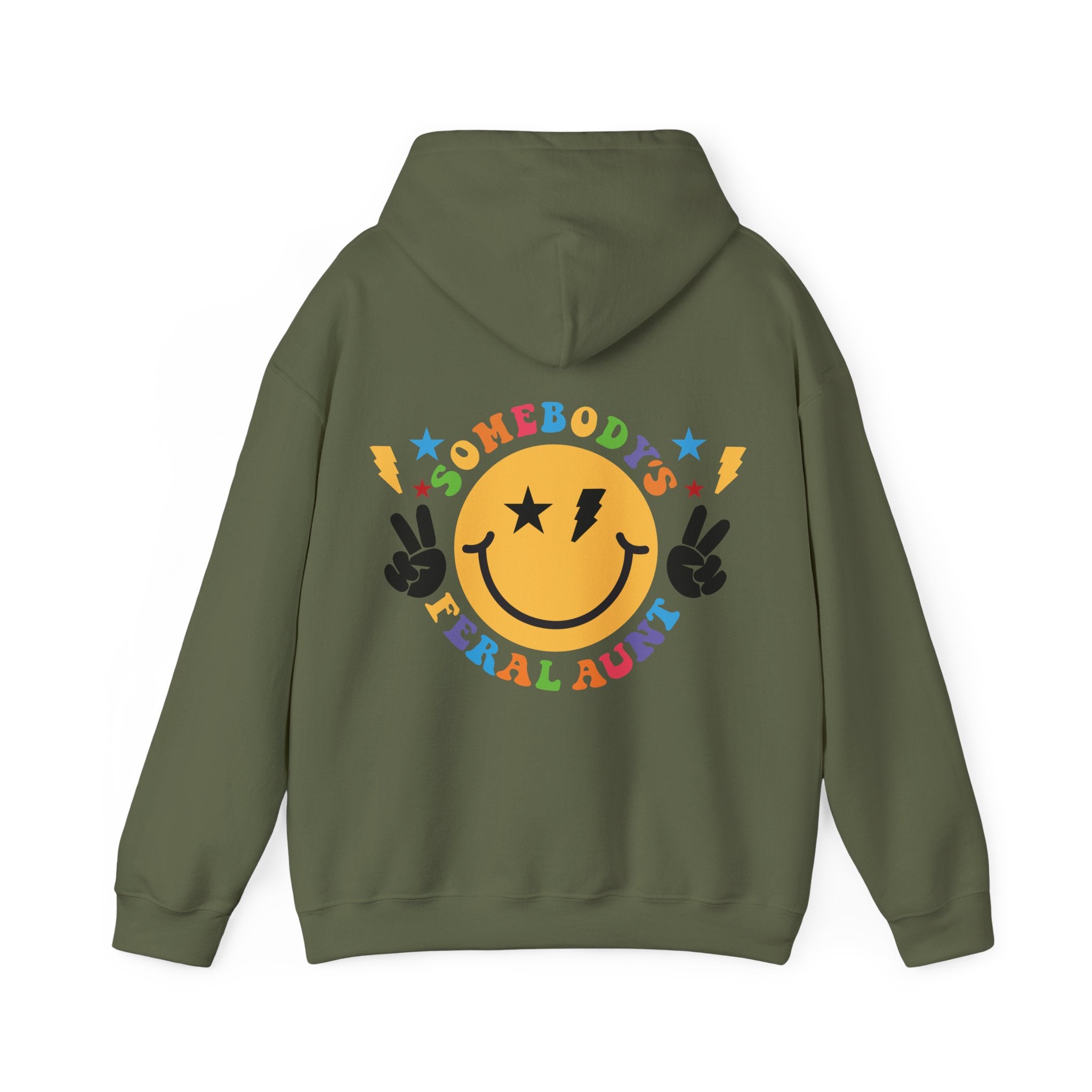 "Somebody's Feral Aunt" Retro Rainbow Hoodie