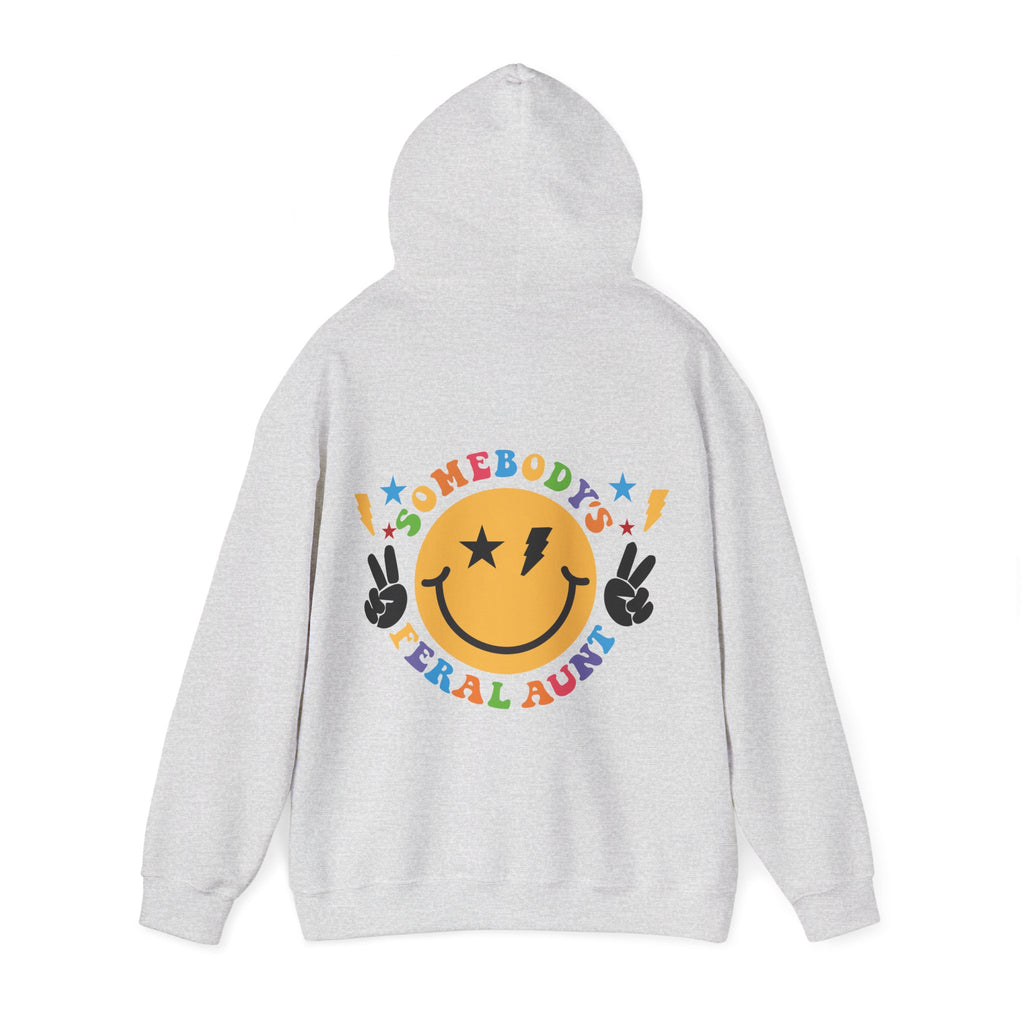 "Somebody's Feral Aunt" Retro Rainbow Hoodie
