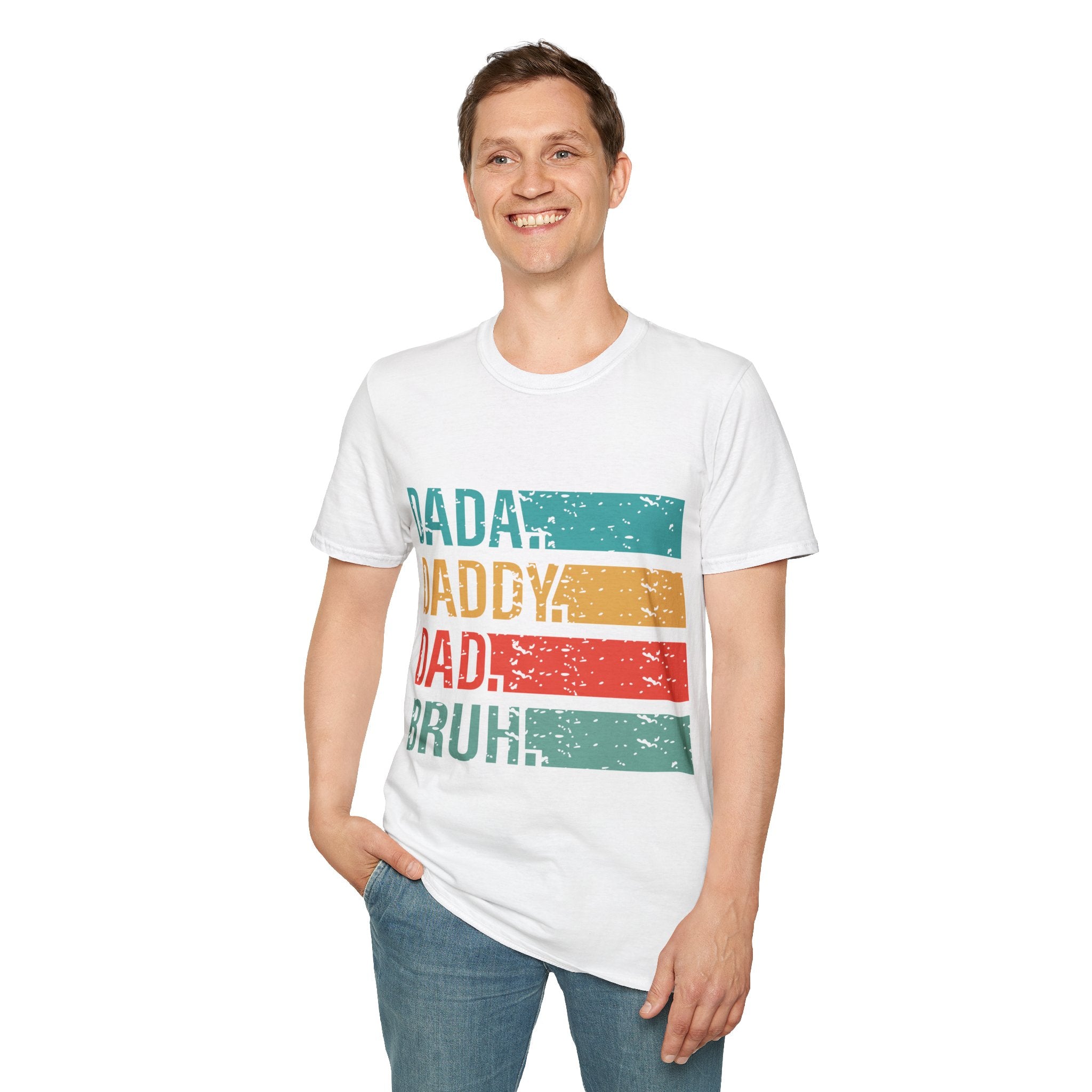 Dad Evolution T-Shirt — "I went from dada to daddy to dad to bruh"