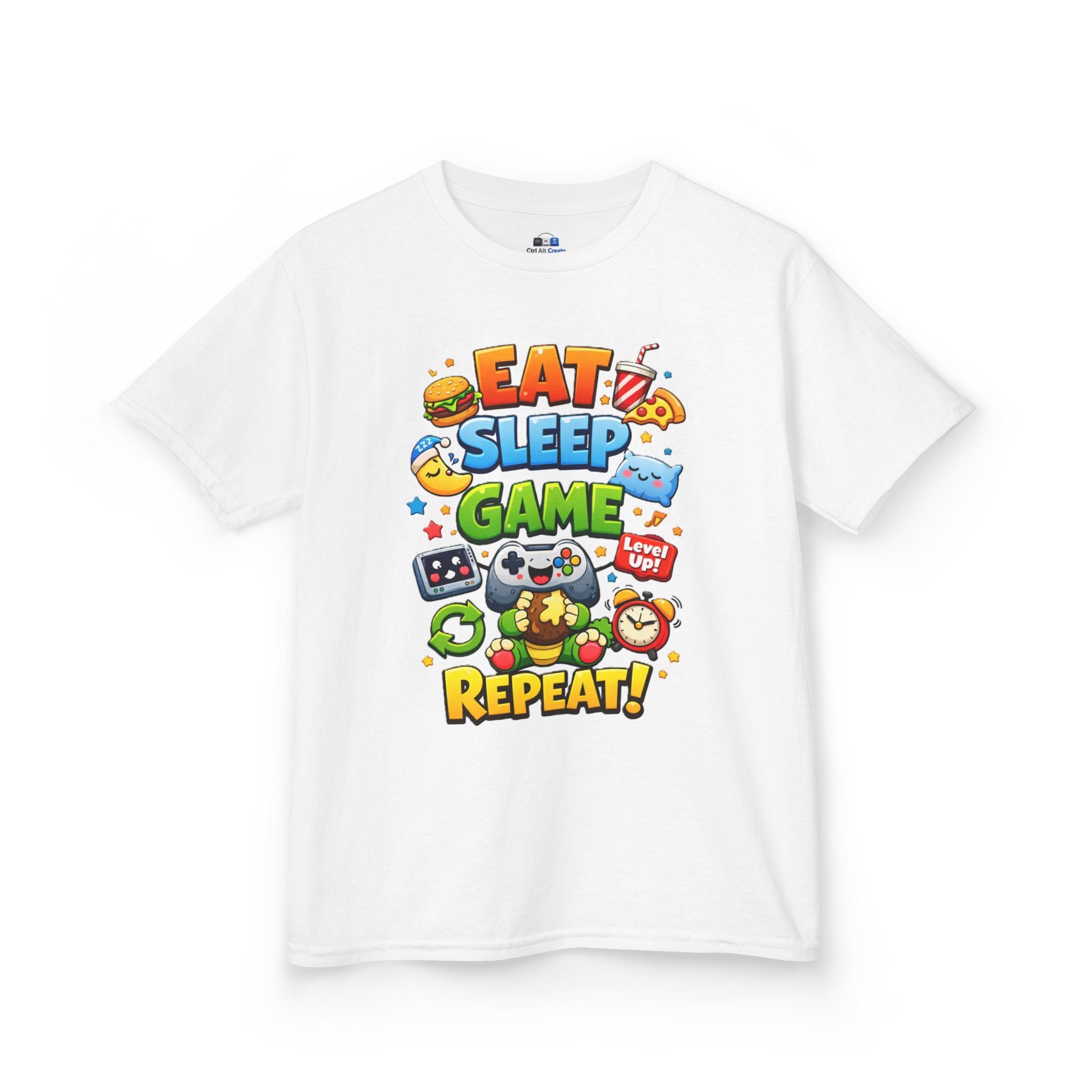 Kids Eat Sleep Game Repeat Tee — For Little Gamers With Big Energy