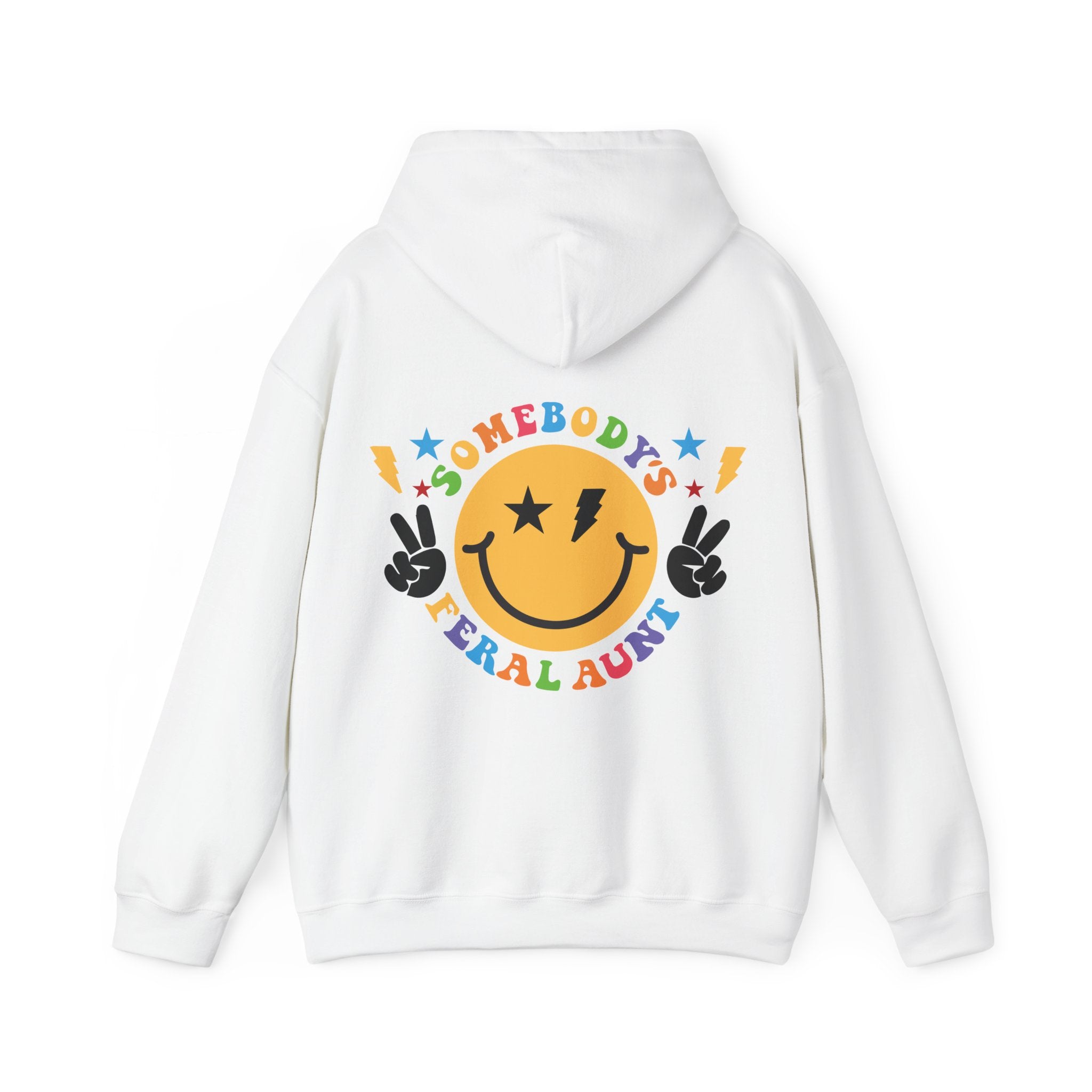 "Somebody's Feral Aunt" Retro Rainbow Hoodie