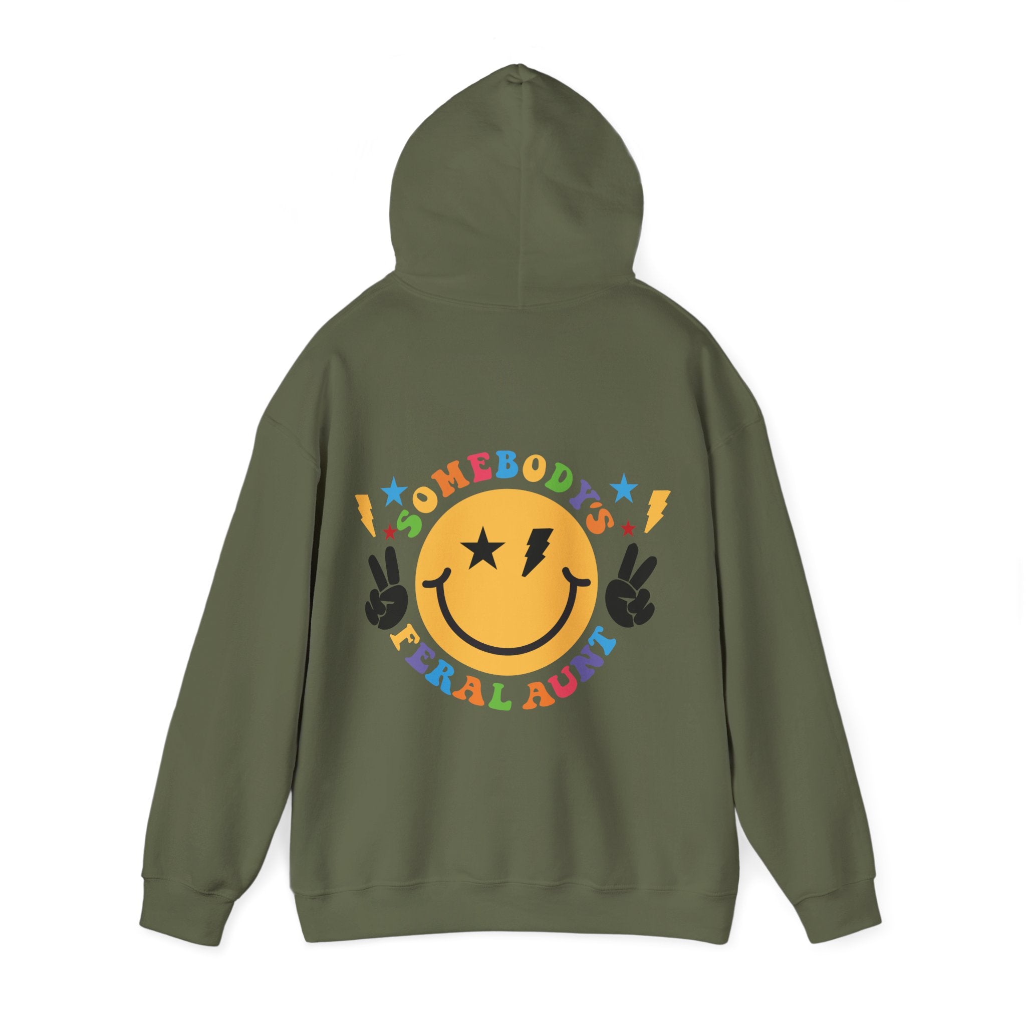 "Somebody's Feral Aunt" Retro Rainbow Hoodie
