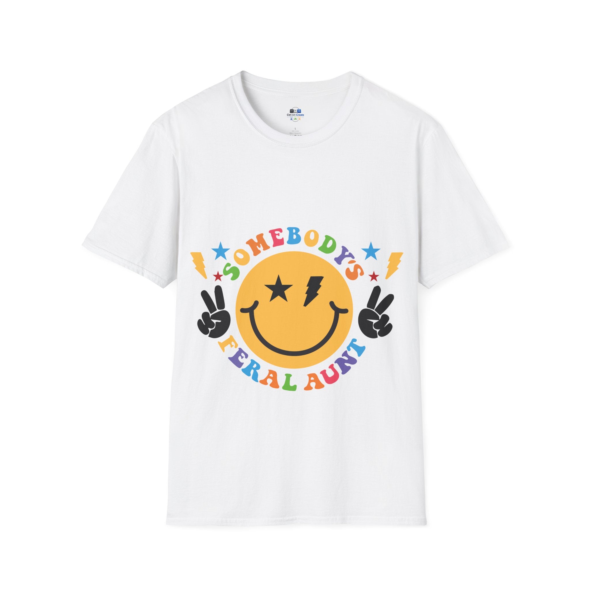 "Somebody's Feral Aunt" Retro Rainbow Tee