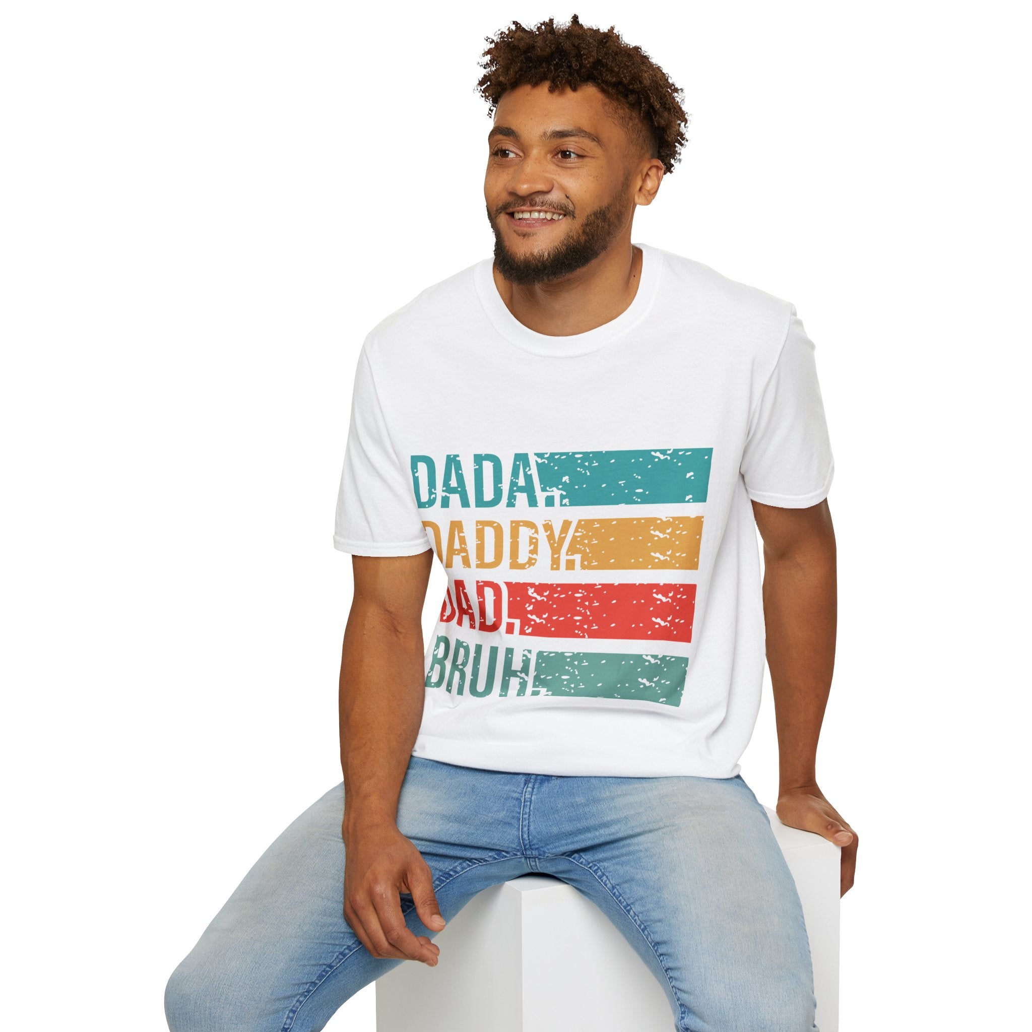 Dad Evolution T-Shirt — "I went from dada to daddy to dad to bruh"