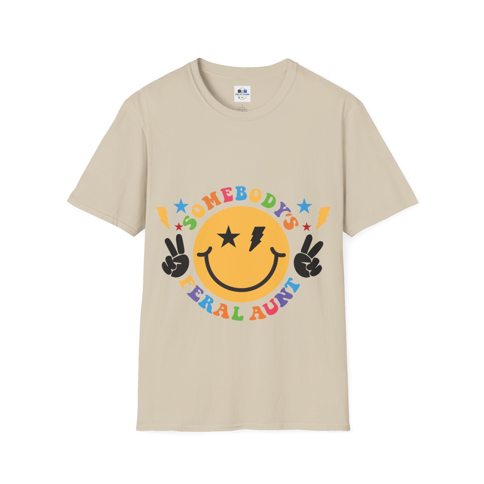 "Somebody's Feral Aunt" Retro Rainbow Tee