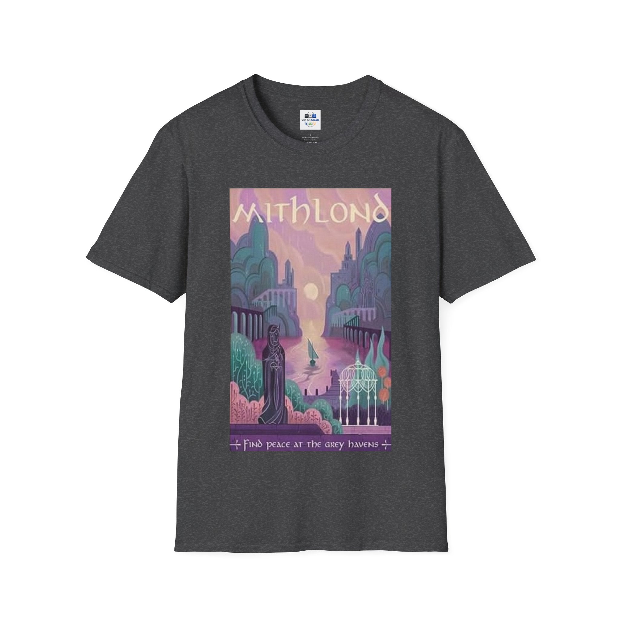 Mithlond “Find Peace at the Grey Havens” Tee — Tranquil Fantasy Energy, Soft but Epic