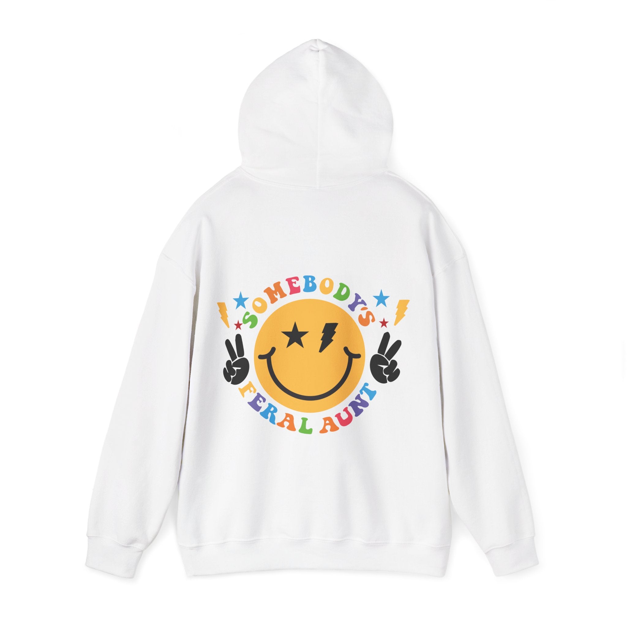 "Somebody's Feral Aunt" Retro Rainbow Hoodie