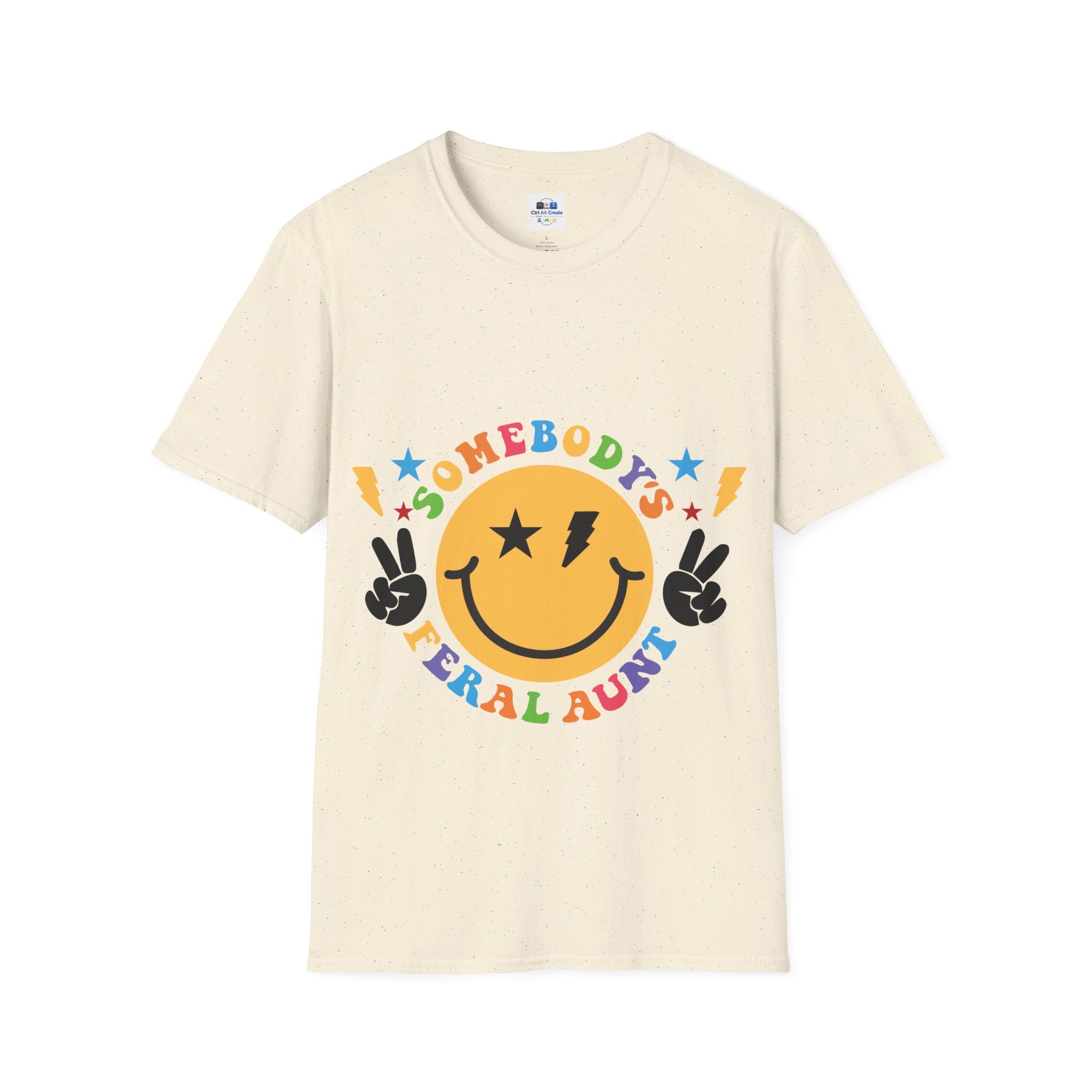"Somebody's Feral Aunt" Retro Rainbow Tee