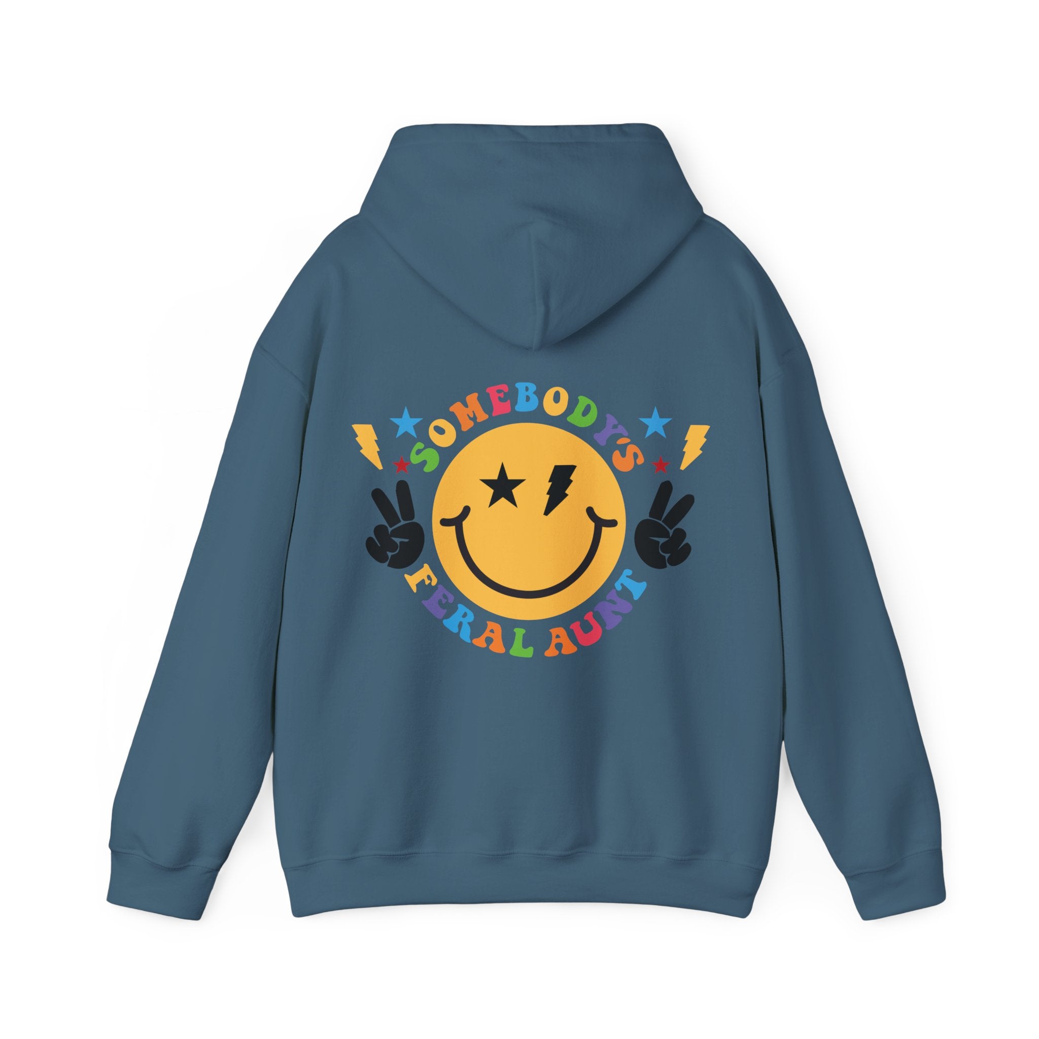 "Somebody's Feral Aunt" Retro Rainbow Hoodie