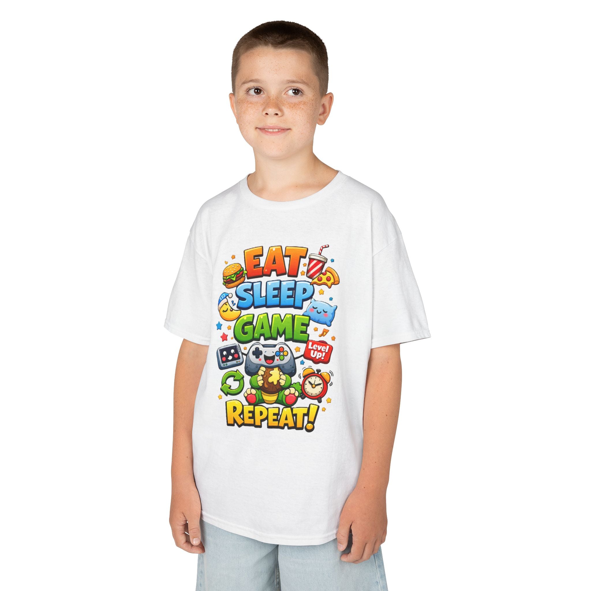 Kids Eat Sleep Game Repeat Tee — For Little Gamers With Big Energy