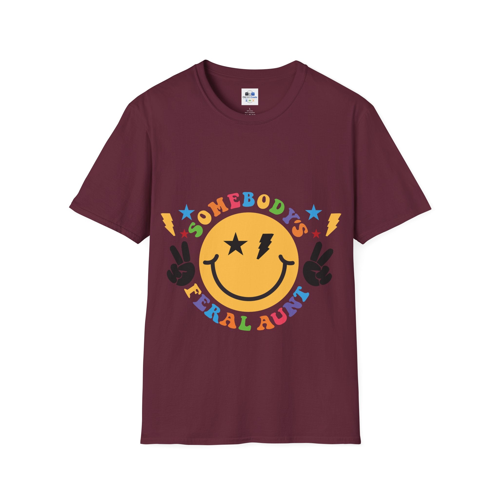 "Somebody's Feral Aunt" Retro Rainbow Tee