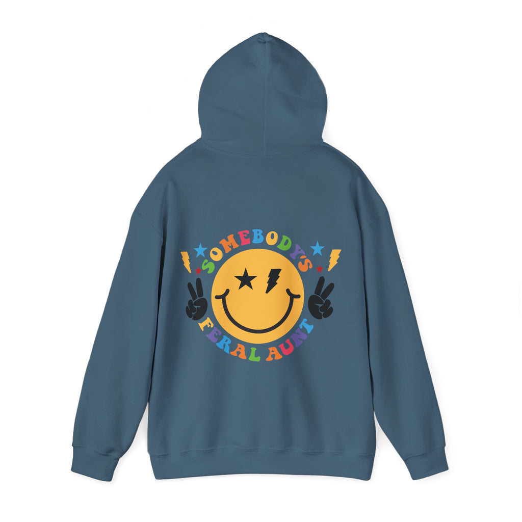 "Somebody's Feral Aunt" Retro Rainbow Hoodie