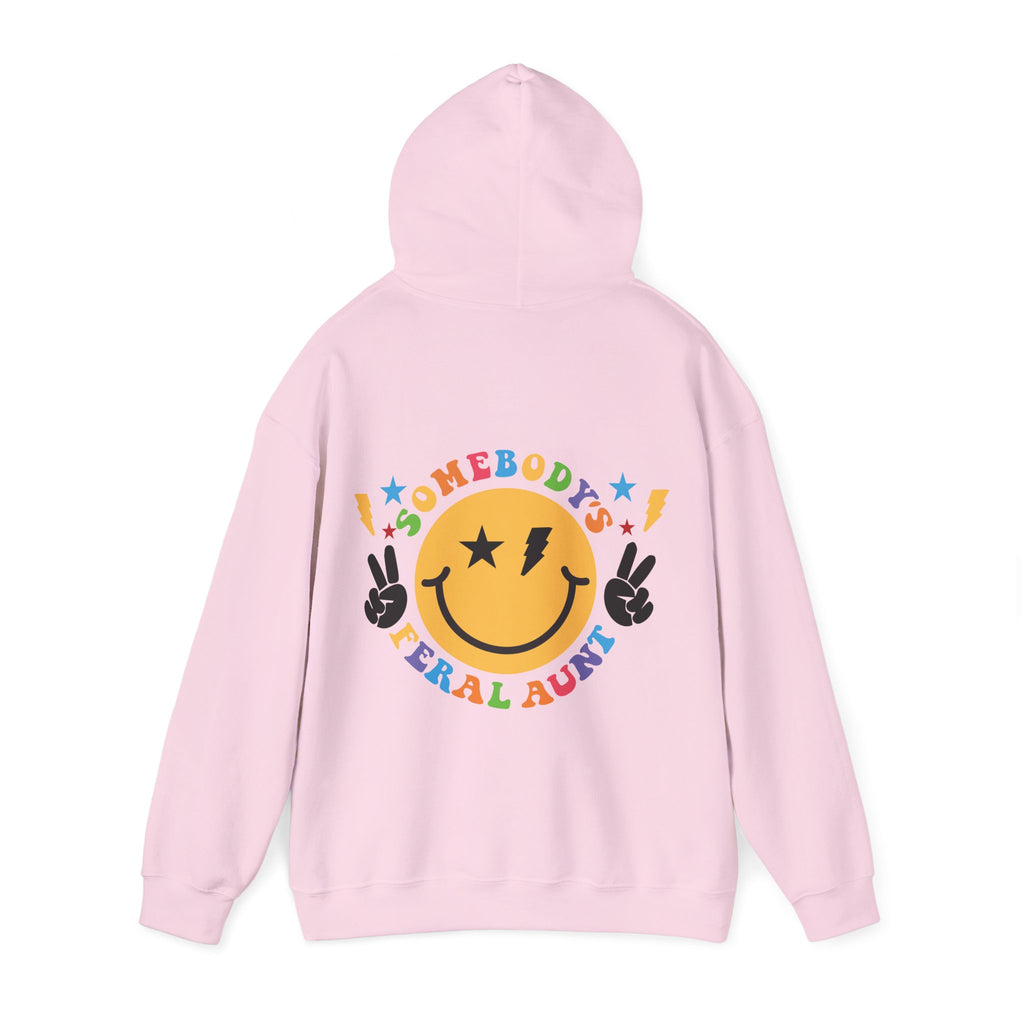 "Somebody's Feral Aunt" Retro Rainbow Hoodie