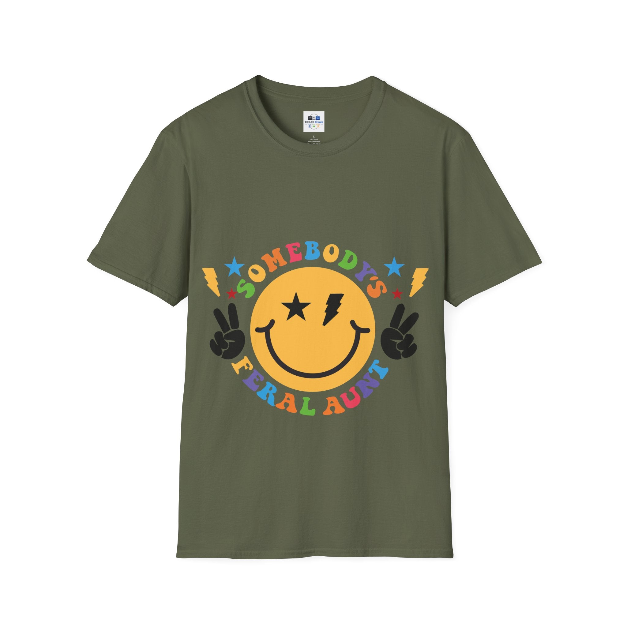 "Somebody's Feral Aunt" Retro Rainbow Tee