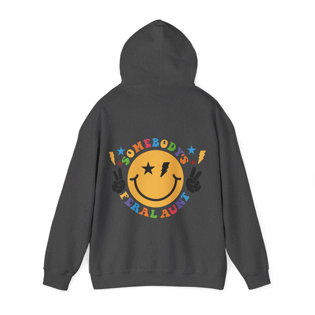 "Somebody's Feral Aunt" Retro Rainbow Hoodie