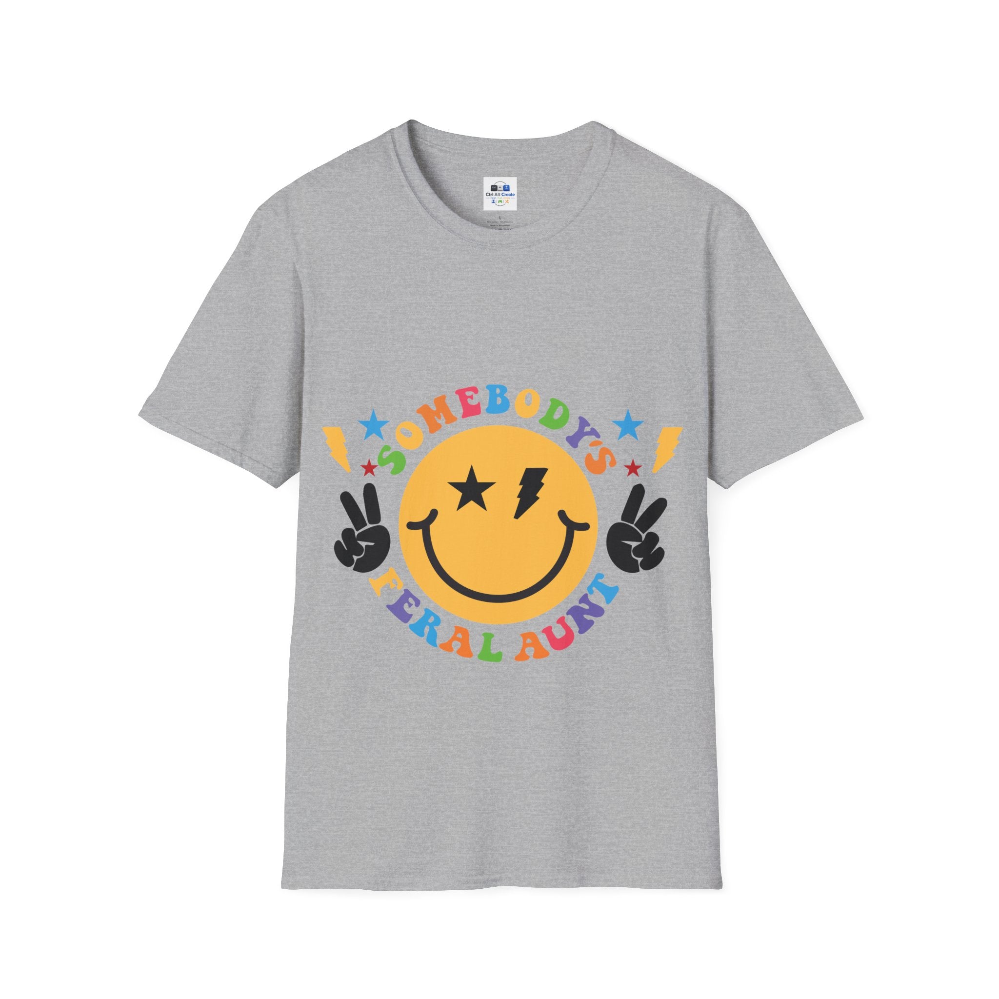 "Somebody's Feral Aunt" Retro Rainbow Tee