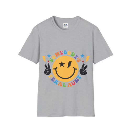 "Somebody's Feral Aunt" Retro Rainbow Tee
