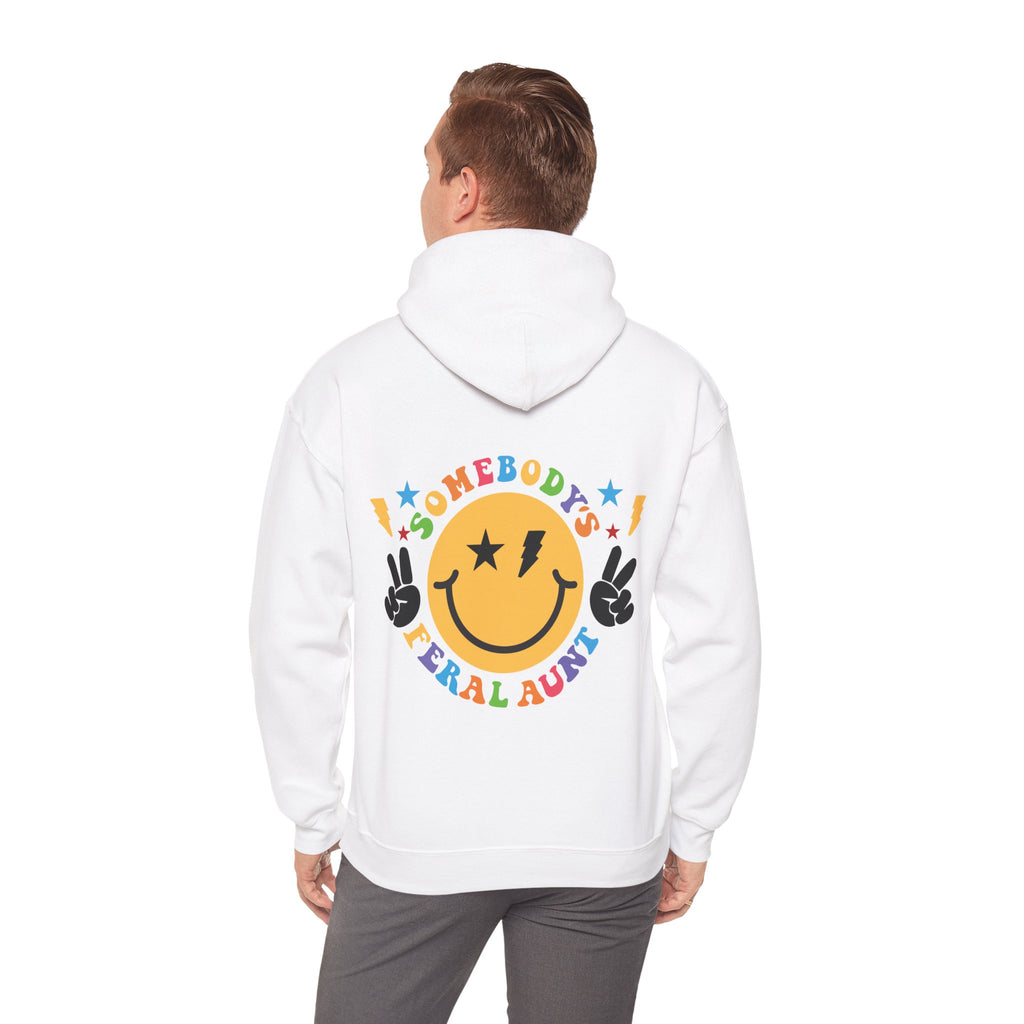 "Somebody's Feral Aunt" Retro Rainbow Hoodie