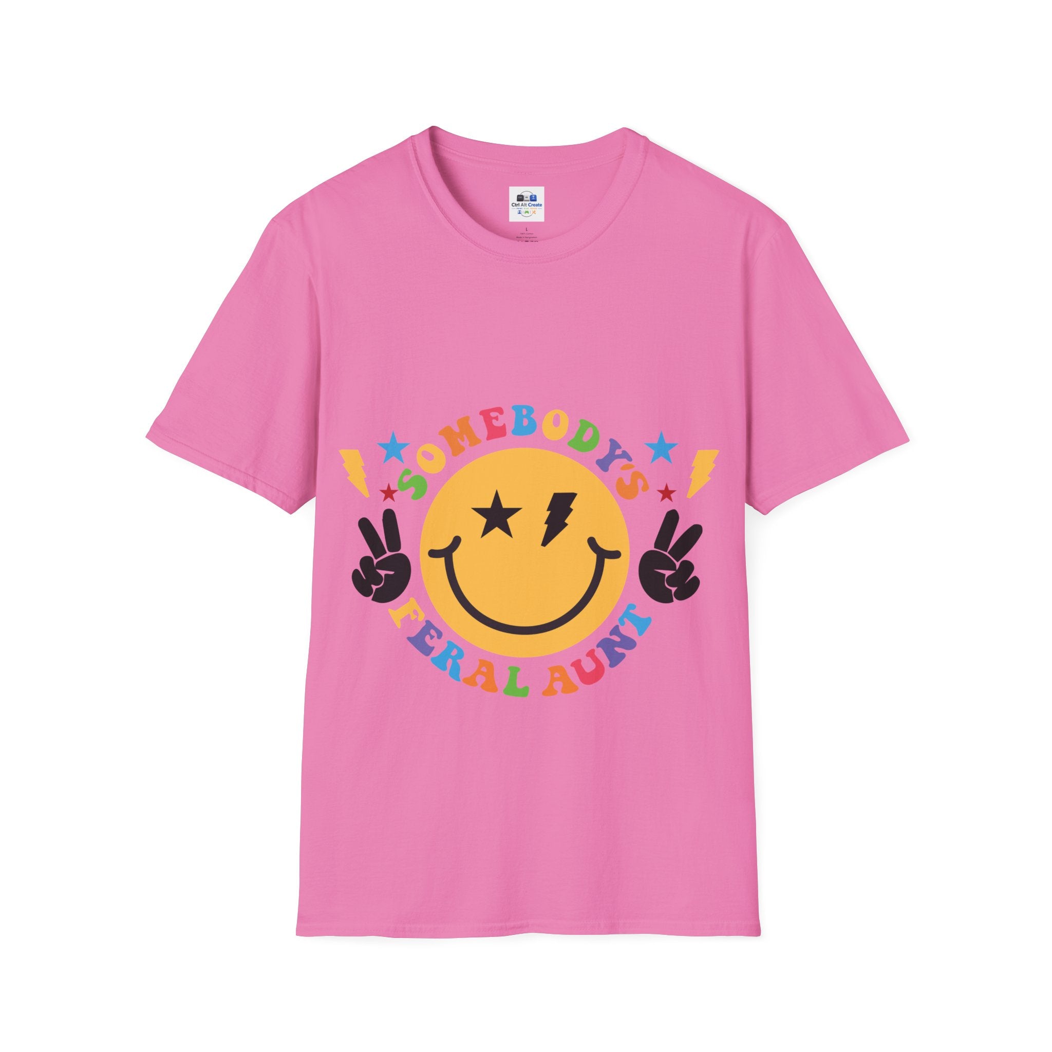 "Somebody's Feral Aunt" Retro Rainbow Tee