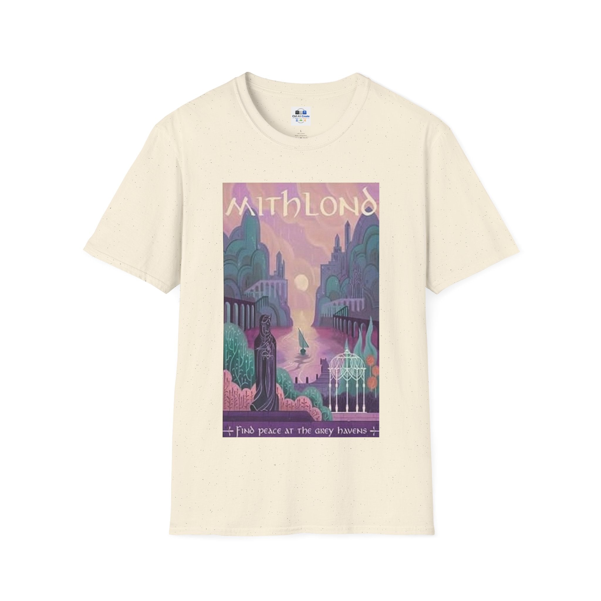 Mithlond “Find Peace at the Grey Havens” Tee — Tranquil Fantasy Energy, Soft but Epic