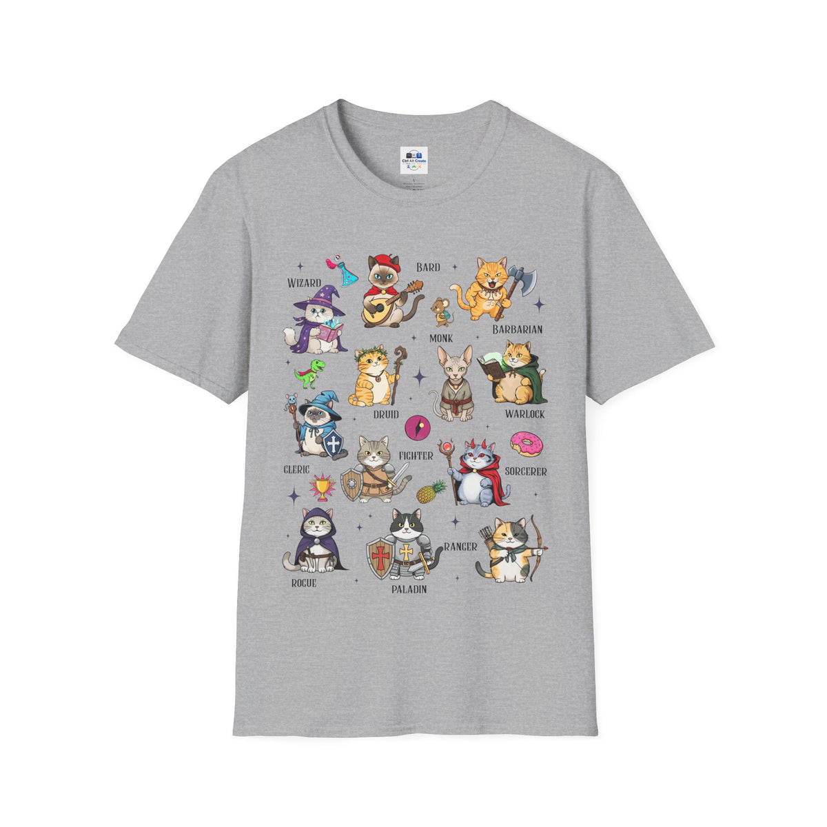 “Dungeons & Cats” Tee — Twelve Classes, Infinite Chaos