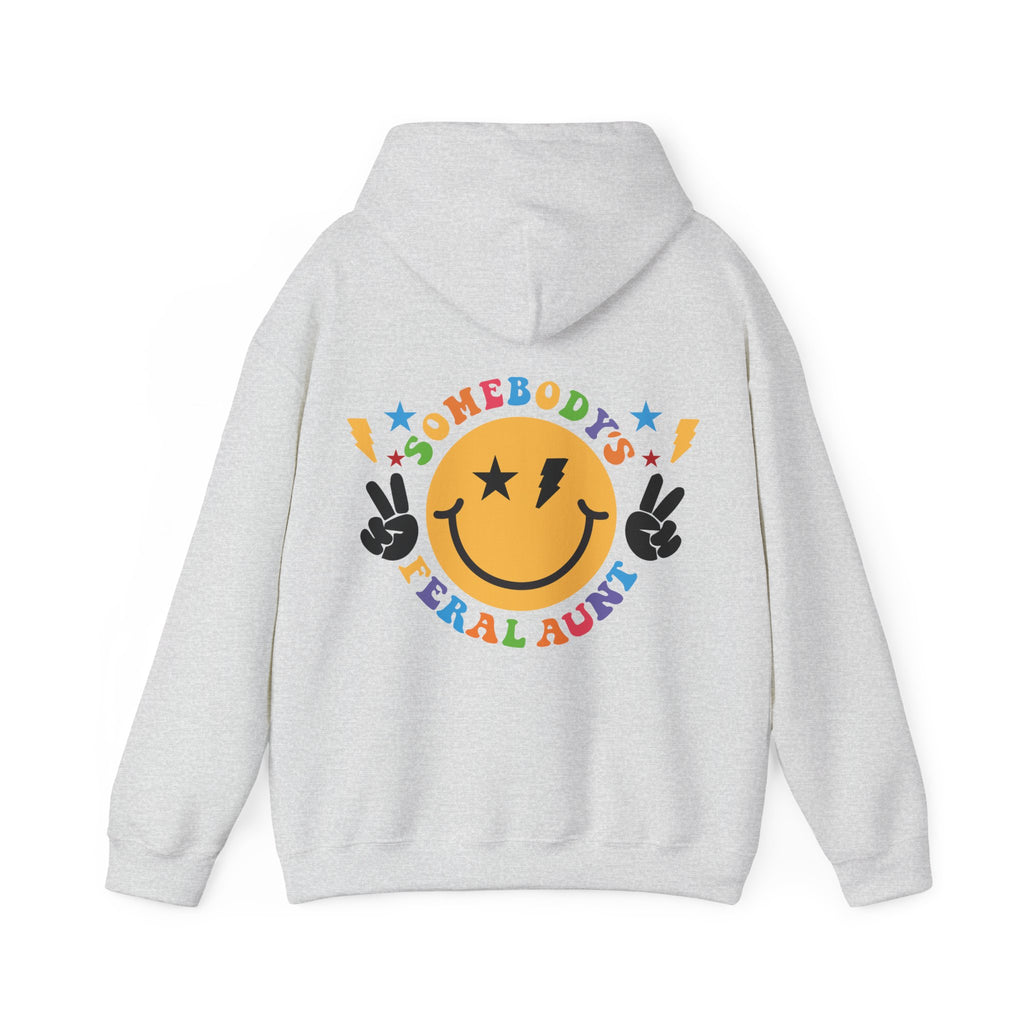 "Somebody's Feral Aunt" Retro Rainbow Hoodie