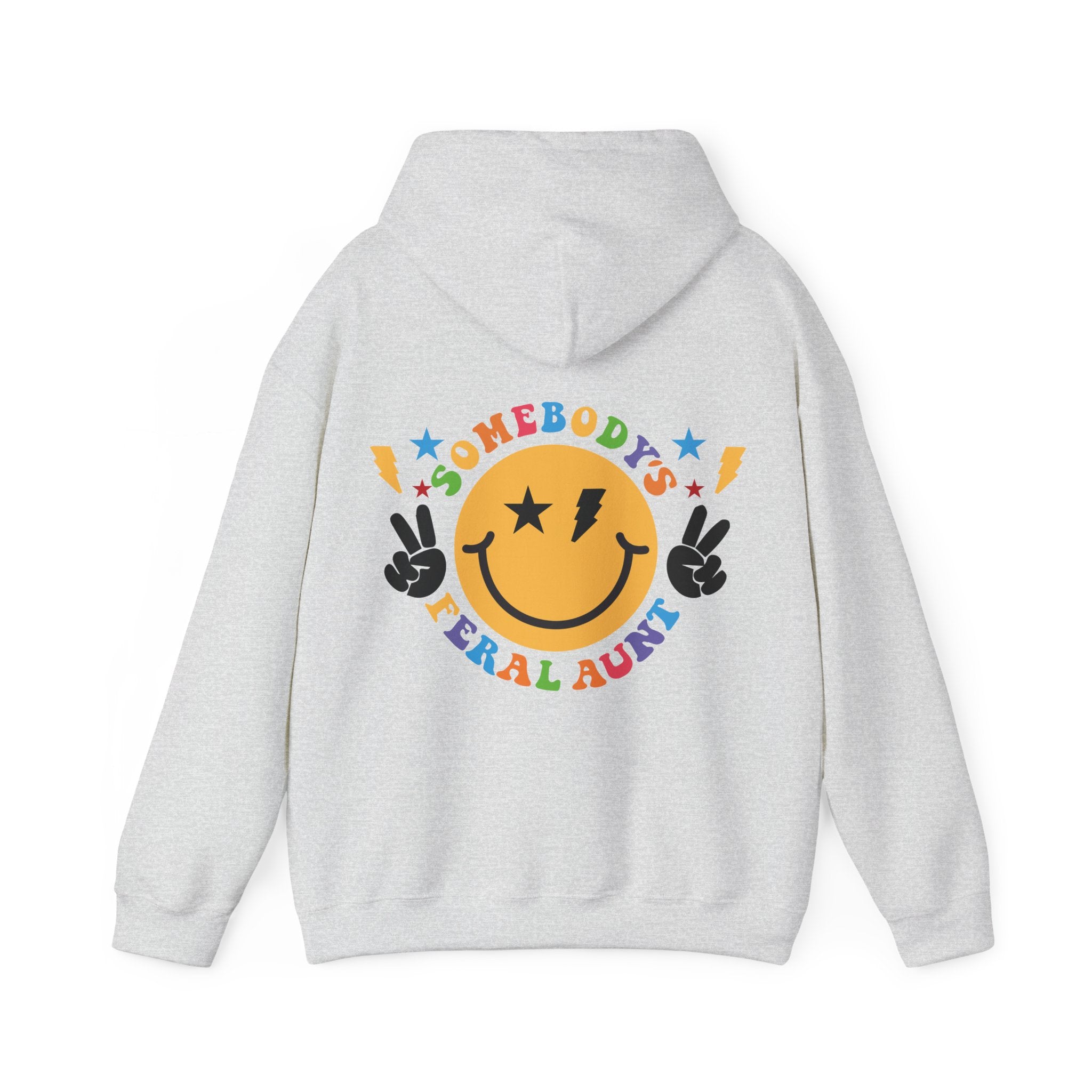 "Somebody's Feral Aunt" Retro Rainbow Hoodie