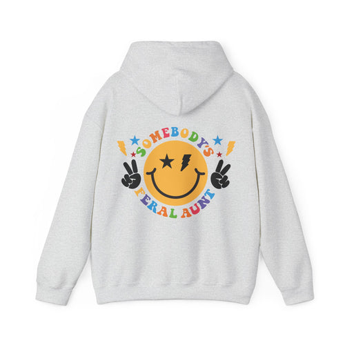 "Somebody's Feral Aunt" Retro Rainbow Hoodie