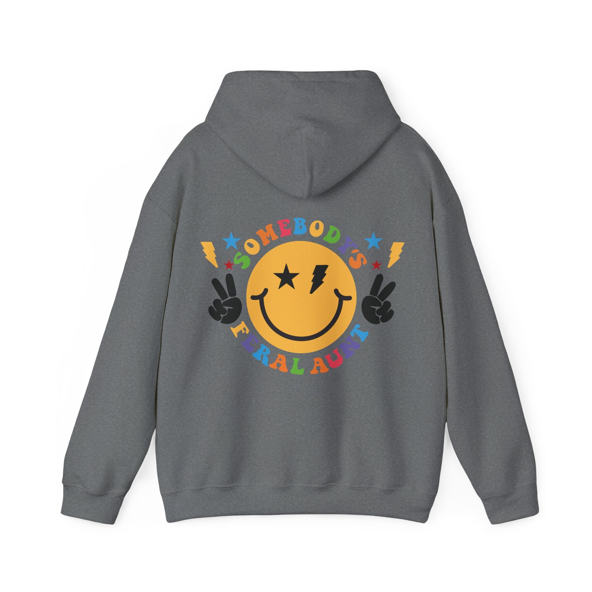 "Somebody's Feral Aunt" Retro Rainbow Hoodie