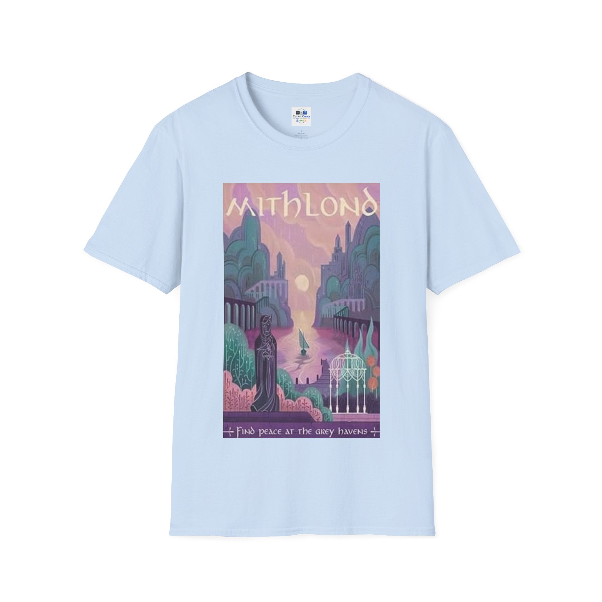 Mithlond “Find Peace at the Grey Havens” Tee — Tranquil Fantasy Energy, Soft but Epic