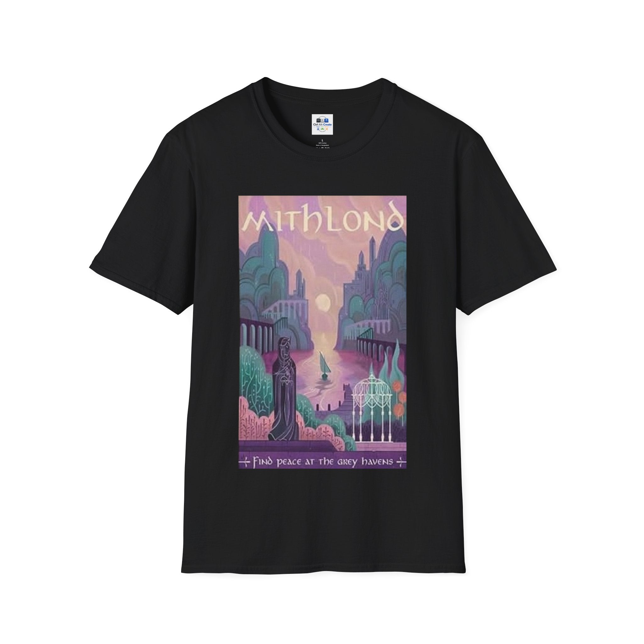 Mithlond “Find Peace at the Grey Havens” Tee — Tranquil Fantasy Energy, Soft but Epic