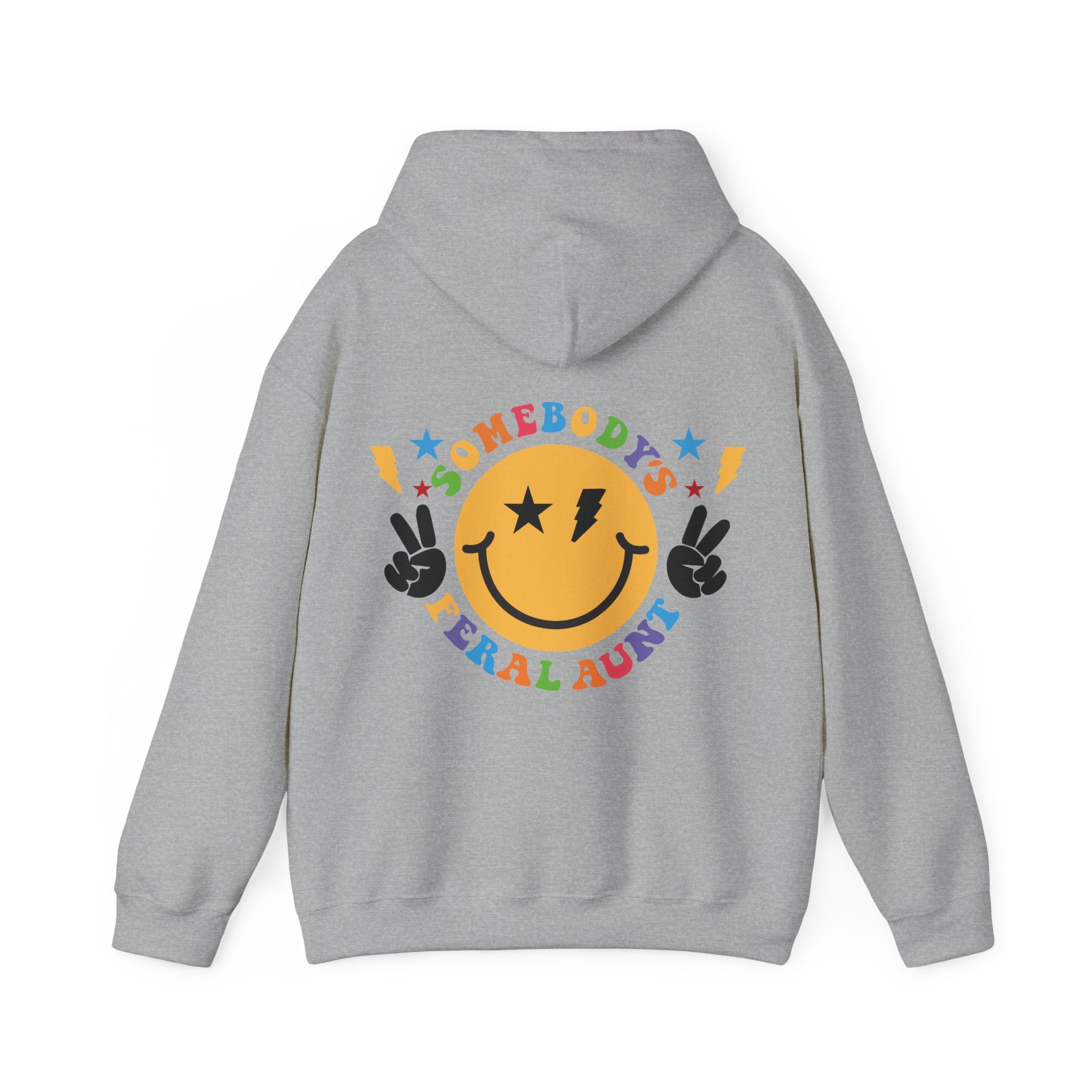 "Somebody's Feral Aunt" Retro Rainbow Hoodie
