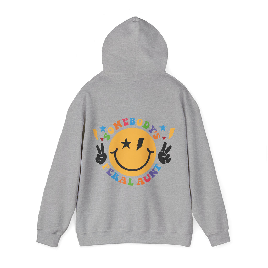 "Somebody's Feral Aunt" Retro Rainbow Hoodie