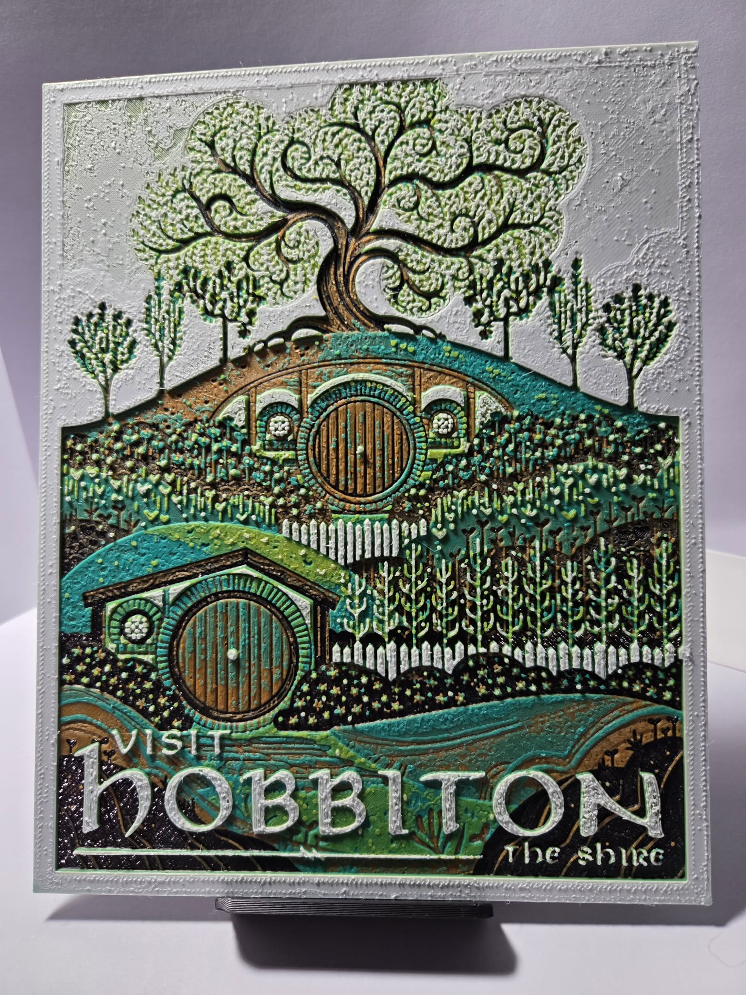 Hobbit Village Hueforge Wall Art | 3D Printed Fantasy Display