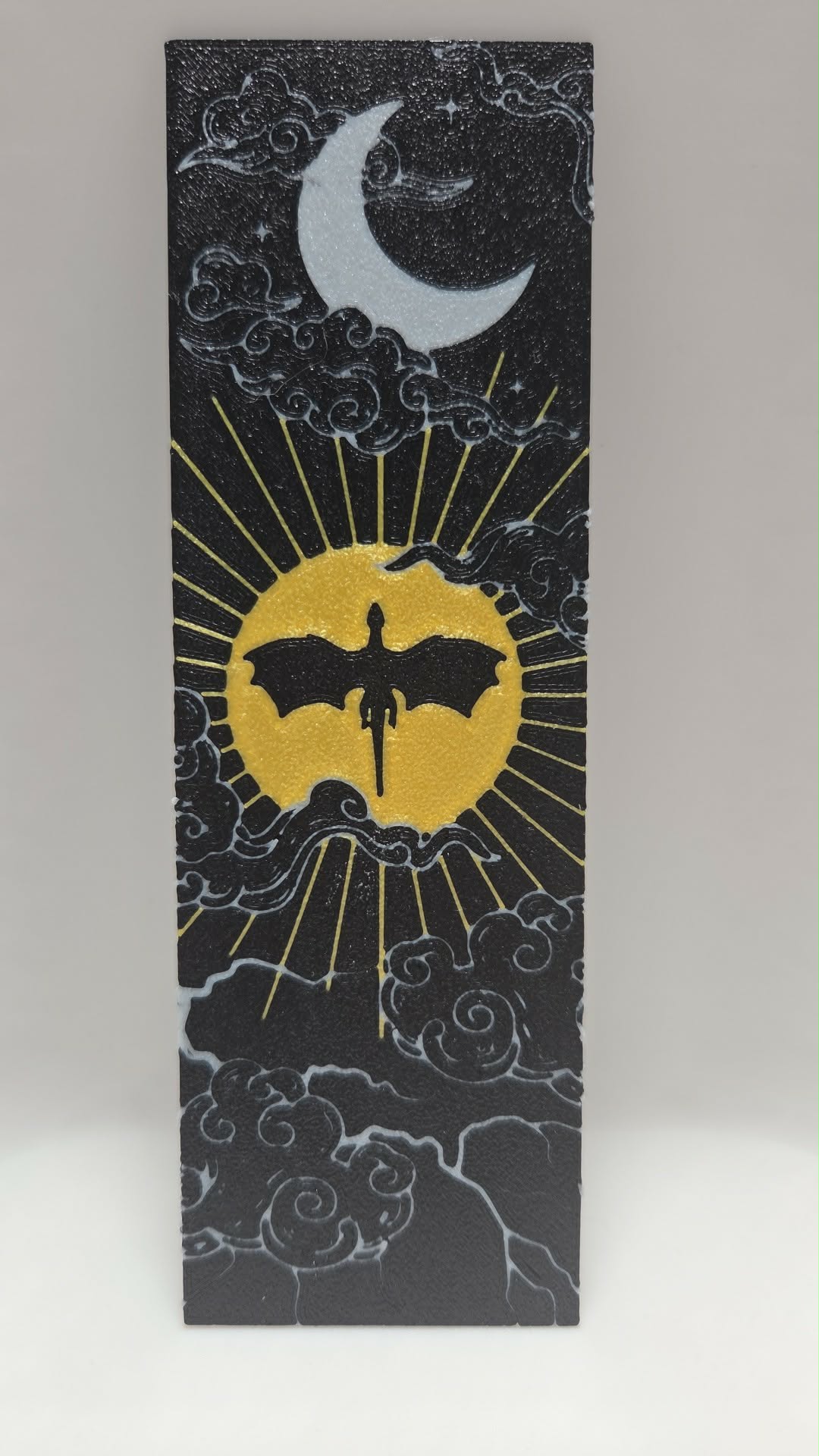 Solar Flight – Fourth Wing Inspired Sun & Dragon 3D Printed Bookmark